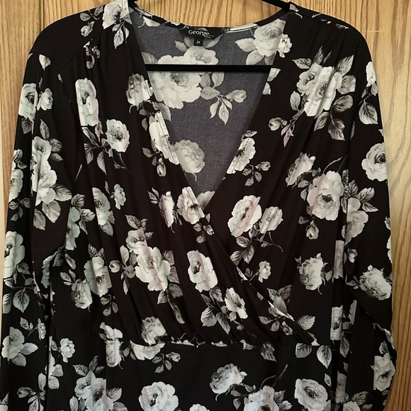 George midi dress soft knit faux wrap v-neck long sleeves 2X EUC black - Picture 4 of 9